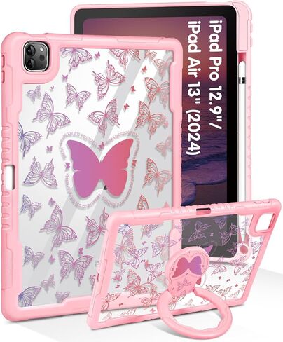 for iPad Pro 12.9 Case for iPad Air 13 Inch M3 2025 & M2 2024 Case - Women Cute Girls with Stand & Pencil Holder Cover Girly Flower Protective for Apple 12.9 inch for iPad Pro Air 13 2024/2025 in Saudi Arabia
