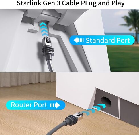 Starlink Gen 3 Cable 100FT/30.4M,Starlink Replacement Cable for Starlink Standard V3 Dish/Starlink Extension Cable Internet Kit Satellite Starlink Accessories - Waterproof Grey in Saudi Arabia