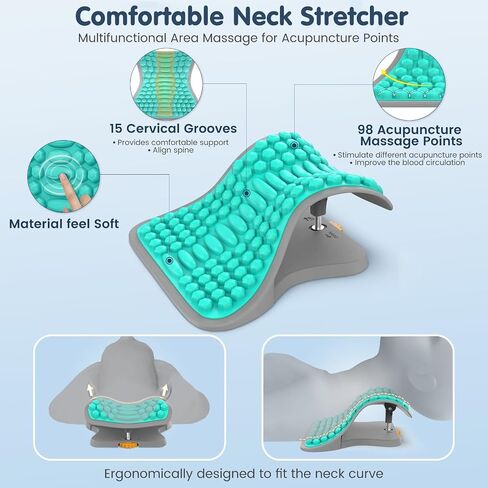 Relief Expert Adjustable Neck Stretcher for Pain Relief, Cervical Neck Traction Device for Home Use, Neck and Shoulder Relaxer Posture Corrector, Ergonomic Chiropractic Pillow for Muscle Tension in Saudi Arabia