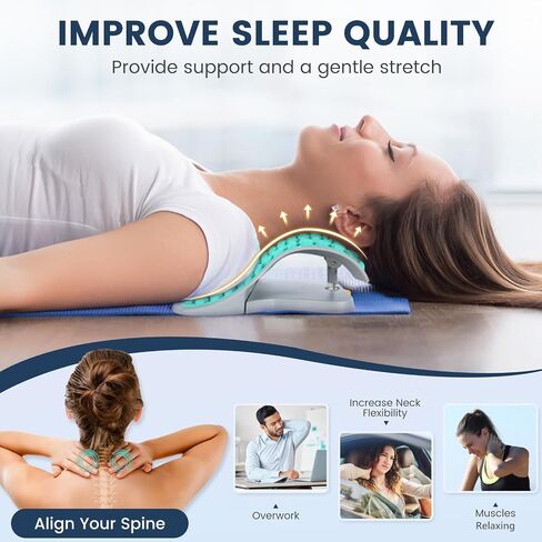 Relief Expert Adjustable Neck Stretcher for Pain Relief, Cervical Neck Traction Device for Home Use, Neck and Shoulder Relaxer Posture Corrector, Ergonomic Chiropractic Pillow for Muscle Tension in Saudi Arabia