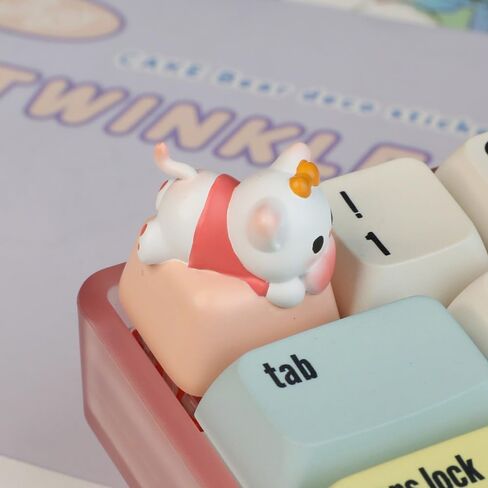 Bright Stone Cute Keycaps,Handmade Cartoon Cat Keycap, Custom 3D Anime Keycaps,Kitten Personalized Replacement Key Cap for Mechanical Gaming Keyboards in Kuwait