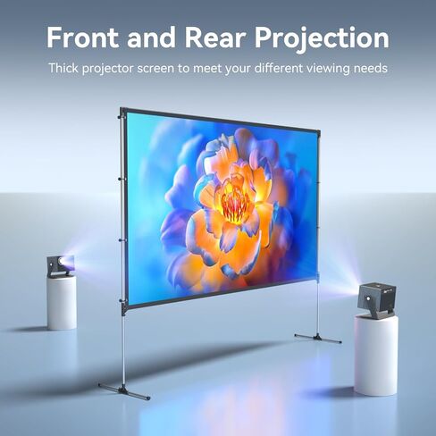 120-Inch Projector Screen with Stand, Portable 16:9 4K HD Wrinkle-Free Movie Screen, Lightweight Indoor Outdoor Projection Screen with Carry Bag for Backyard Movie Night in Saudi Arabia