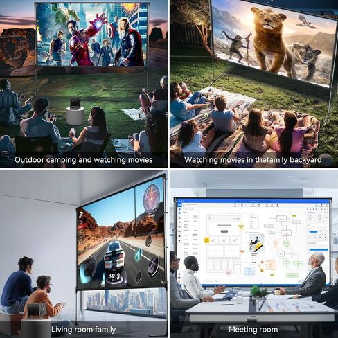 120-Inch Projector Screen with Stand, Portable 16:9 4K HD Wrinkle-Free Movie Screen, Lightweight Indoor Outdoor Projection Screen with Carry Bag for Backyard Movie Night in Saudi Arabia
