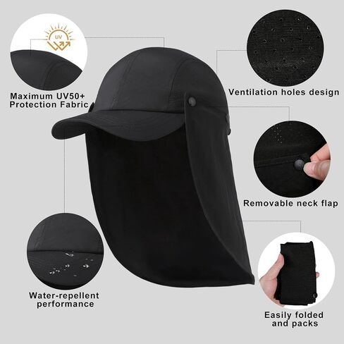 Mens L/XL/XXL Sun Hat with Removable Neck Flap UPF 50+ Fishing Hat in Saudi Arabia