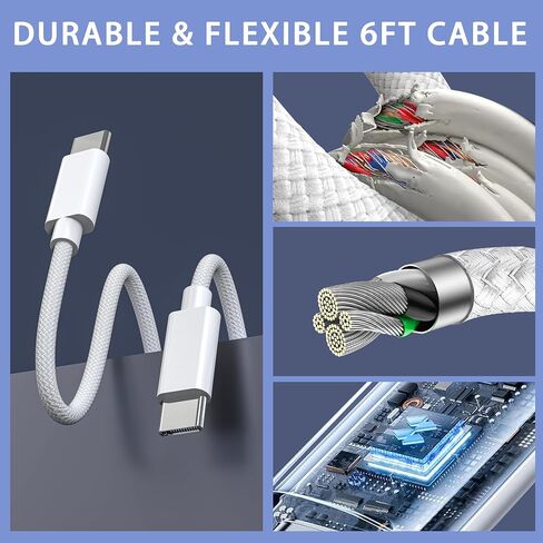 67W USB C Wall Charger, 3-Port GaN Fast Charger Block,Replacement for MacBook Pro/Air, iPad, iPhone 15/14/Pro, Galaxy, Pixel, Apple Watch and More in Kuwait