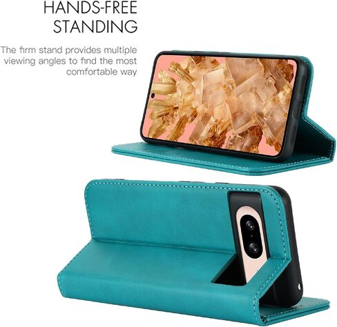 Jaorty Fit for Google Pixel 8 Wallet Case ، Pixel 8 Case ، Preium Pu Leather Flip Folio مع فتحة البطاقة ، حامل الوقوف ، الإغلاق المغناطيسي TPU مقاومة للصدمات الداخلية للبكسل 8 ، السماء الأزرق in Kuwait