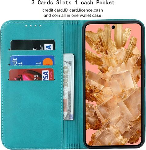 Jaorty Fit for Google Pixel 8 Wallet Case ، Pixel 8 Case ، Preium Pu Leather Flip Folio مع فتحة البطاقة ، حامل الوقوف ، الإغلاق المغناطيسي TPU مقاومة للصدمات الداخلية للبكسل 8 ، السماء الأزرق in Kuwait