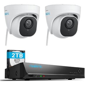 REOLINK 4K PoE IP Camera Outdoor, Dome Surveillance Cameras for Home Security,Smart Human/Vehicle/Pet Detection 2xRLC-820A Bundle RLN8-410