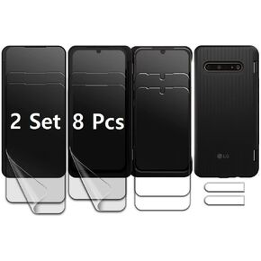 [2 SET 8 PCS] [2 tempered glass + 4 PET films + 2 camera protector] for LG V60 5G ThinQ Screen Protector [Perfect Fit for Dual Screen] Compatible with LG V60 Screen Protector