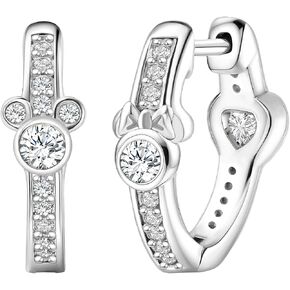 Mouse Earrings for Women Sterling Silver Plated Gold Moon Star Hoop Earrings Sparkling CZ Mouse Bow Hoop Earrings Animal Earrings Lucky Cute Princess Huggie Jewelry Gifts for Women Daughter Birthday in Kuwait