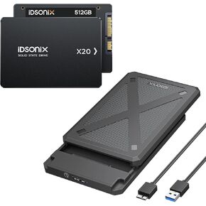 iDsonix 512GB 2.5'' SATA Internal SSD & 2.5 inch Hard Drive Enclosure U3