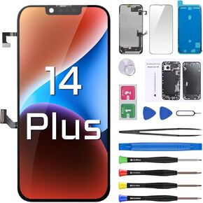 Screen Replacement for iPhone 14 Plus 6.7" LCD Display Digitizer Front Speaker Proximity Sensor 3D Touch Full Assembly Repair Fix Tools Kit A2886 A2632 A2885 A2888 A2887