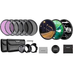 NEEWER 67mm Lens Filter Kit (UV, CPL, FLD, ND2, ND4, ND8, Lens Hood, Lens Cap) and 3PCS Star Filters (4, 6, 8 Points) Compatible with Canon Nikon Sony Panasonic DSLR Cameras