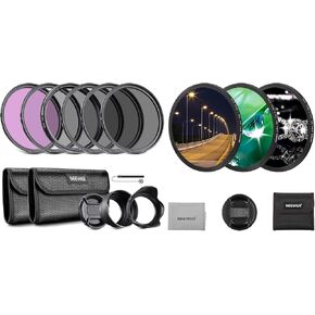 Neewer 49mm ND Lens Filter Kit, UV, CPL(Circular Polarising), FLD, ND2, ND4, ND8 and 3PCS Star Filters (4, 6, 8 Points) Filter Accessories Kit Compatible with Canon Nikon Sony Panasonic DSLR Cameras