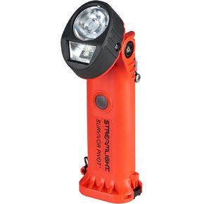Streamlight 91800 Survivor Pivot 325-Lumen الزاوية اليمنى التعبير عن مصباح يدوي مزدوج مع البطاريات القلوية ومقطع ، برتقالي