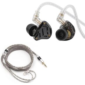 Linsoul KZ ZS10 PRO 2 1DD+4BA in Ear Monitor IEM(Black, with Mic) + Tripowin Zonie 16 Core Silver Plated IEM Cable(Recessed 2pin, 3.5mm, Grey)