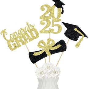 24 Pcs Gold 2024 Graduation Centerpiece Sticks Graduation Party Centerpieces for Tables Gold Graduation Table Toppers 2024 for Centerpiece Table Decorations Graduation 2024 Gold