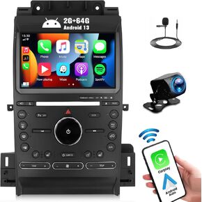 SIXWIN Android Car Stereo for Ford Taurus 2011-2016 with Wireless CarPlay Android Auto Mirror Link 2G+64G 9 Inch Touchscreen Bluetooth GPS Navigation WiFi FM Backup Camera MIC