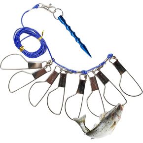 Fish Stringer,Live Fish Lock，Fishing Stringer Heavy Duty，Comes with 8 Stainless Steel Rotating Snap Locks Fishing Stringer，Fish Stringer for Caught，Fish Trout Stringer