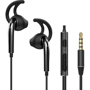 Sporting Earbuds Wired, Braided Running Headphones In Ear, Volume Control Earphones with Microphone for Workout Sports Exercise Jogging Gym, 3.5mm In Ear Headphones Compatible with Cell Phones