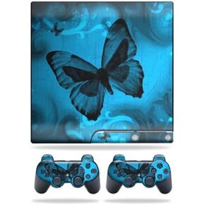 MightySkins Skin Compatible with Sony Playstation 3 PS3 Slim Skins + 2 Controller Skins Sticker Dark Butterfly