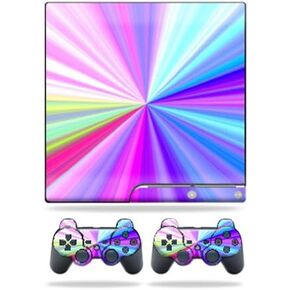 Mayyskins Skin متوافق مع Sony PlayStation 3 PS3 Slim Skins + 2 وحدة تحكم جلود ملصق rainbow Zoom