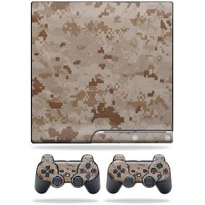 MightySkins Skin Compatible with Sony PlayStation 3 PS3 Slim Skins + 2 Controller Skins Sticker Desert Camo