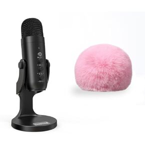 ZealSound USB Condenser Microphone k66 and d65p Furry Cover Bundle