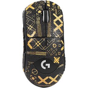 Mouse Grip Tape Full Coverage for Logitech G PRO X Superlight/2 Lightspeed Wireless, Mouse Anti Slip Grip Tape,Self-Adhesive PreCut Sweat-Resistant Professional Mice Upgrade Kit(Black&Gold)