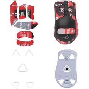 Mouse Grip Tape for ASUS ROG Gladius III, Rounded Curved Edges Mouse Feet Skates,Self-Adhesive PreCut Sweat-Resistant Professional Mice Upgrade Kit(Foot pad + Red Mouse Grip Tape)