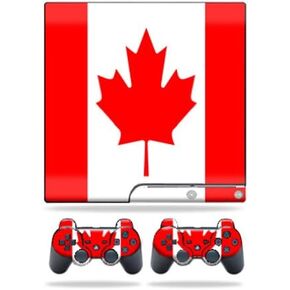 Mayyskins Skin متوافق مع Sony PlayStation 3 PS3 Slim Skins + 2 وحدة تحكم Skins ملصق Canadian Pride