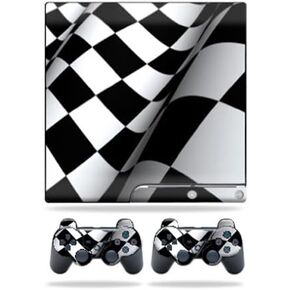 MightySkins Skin Compatible with Sony Playstation 3 PS3 Slim Skins + 2 Controller Skins Sticker Checkered Flag