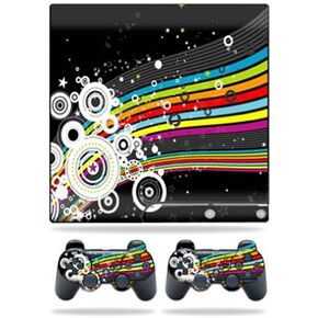 MightySkins Skin Compatible with Sony Playstation 3 PS3 Slim Skins + 2 Controller Skins Sticker Color Blast