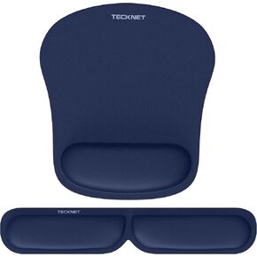 TECKNET Ergonomic Keyboard Wrist Rest and Mouse Pad, Foldable Memory Foam Wrist Rest for Computer Keyboard, Durable Mousepad for Computer Laptop Mac, Lightweight for Easy Typing and Pain Relief, Navy