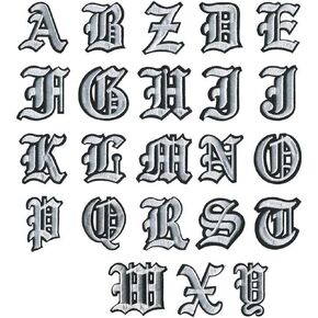 26 PCS Gothic Iron On Letters for Clothing, A-Z 26 Varsity Letter Patches, Applique Funny Iron On Embroidered Patch for Clothes Bags Hats T-Shirts Jeans Jackets DIY Accessory