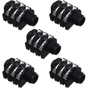 Fielect 5pcs PCB Mount 6.35mm 6 Pin Socket سماعة الرأس جاك جاك موصل الصوت الأسود