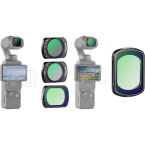 NEEWER Magnetic ND Filter Set and 6 Point Starlight Twinkle Starburst Star Filter Compatible with DJI Osmo Pocket 3 Creator Combo Accessories, Variable ND2-32 CPL Black Mist Diffusion 1/4 Filter