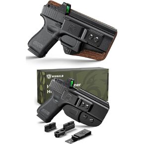 IWB Holster for G19 Concealed Carry Compatible with Glock 19 (G19 Gen 3/4/5), 19X, 44, 45, 23, 32 - Kydex and Leather Hybrid Holster Ideal for Appendix Inside Waistband Right Hand
