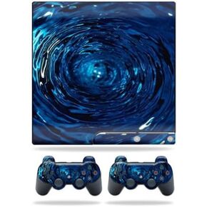 MightySkins Skin Compatible with Sony Playstation 3 PS3 Slim Skins + 2 Controller Skins Sticker Blue Vortex
