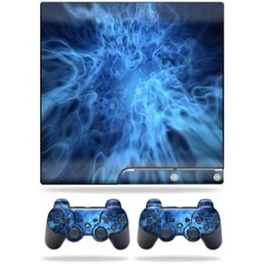 Mayyskins Skin متوافق مع Sony PlayStation 3 PS3 Slim Skins + 2 وحدة تحكم جلود ملصق الأزرق الصوفي