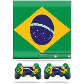 Mayyskins Skin متوافق مع Sony PlayStation 3 PS3 Slim Skins + 2 وحدة تحكم الجلود ملصق البرازيلي العلم