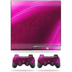 MightySkins Skin Compatible with Sony Playstation 3 PS3 Slim Skins + 2 Controller Skins Sticker Pink Abstract