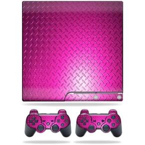 Mayyskins الجلد متوافق مع Sony PlayStation 3 PS3 Slim Skins + 2 وحدة تحكم جلود ملصق Pink Dia Plate