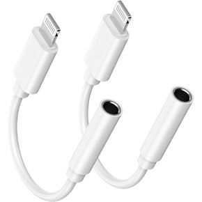 2 حزمة [Apple MFI Certified] Apple Lightning إلى محول مقبس سماعة الرأس 3.5 مم ، محول كبلات سماعة هاتف iPhone Aux Aux Aux متوافق مع iPhone 14 13 12 11 Pro Max XS XR X 8 7 6
