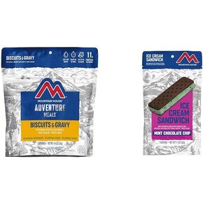 Mountain House Biscuits & Gravy Breakfast | Mint Chocolate Chip Ice Cream Sandwich Dessert | Freeze Dried Backpacking Food