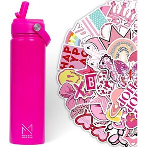Preppy Water Bottle Preppy - 22 oz - Preppy Water Bottle Stickers Preppy Pink Water Bottle Preppy Girl Stuff Water Bottle For School Teen Girls Pink Water Bottle