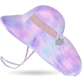 Kids Sun Hat UV Protection Unicorn Summer Beach Play Hats Wide Brim Neck Flap for Girls Boys 2-9 Years