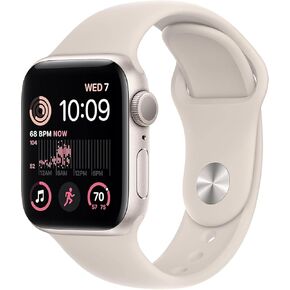 Apple Watch SE (2nd Gen) (GPS + Cellular, 40mm) - Starlight Aluminum Case with Starlight Sport Band, S/M (Renewed Premium)