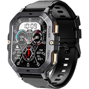 Gravity C28 Rugged Smartwatch – AI Watch Face, 100+ Sports Modes, Bluetooth Call, Waterproof, Heart Rate & Sleep Monitoring, Fitness Tracker for Men & Women (Black)