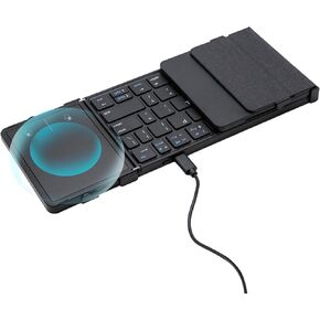 لوحة مفاتيح Bluetooth اللاسلكية CoastaCloud Tri-Folding مع لوحة اللمس ، وتصميم قابلة لإعادة الشحن المحمول النحيف لأجهزة الكمبيوتر المحمولة iPad iPad Mac (أسود) ‌